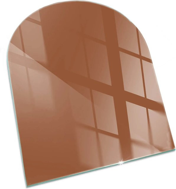 Tulup Glasplatte für Kamin als Funkenschutzplatte in Braun, Halbkreis, B: 80 cm, H: 70 cm - Bild 1