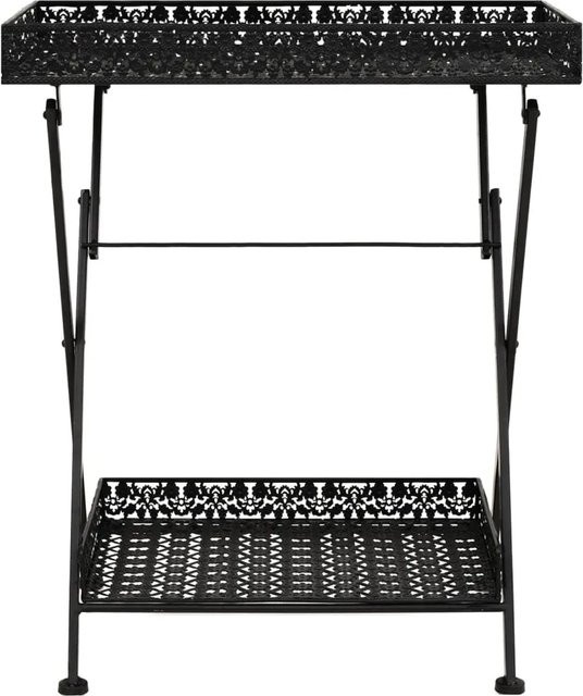 vidaXL Beistelltisch klappbar im Vintage-Design aus Metall, Schwarz, B: 58 cm, T: 35 cm, H: 72 cm - Bild 1