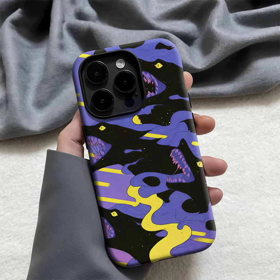 Casegame Matte Stoßfänger-Hülle mit Wütendem Wolf-Print für iPhone 13 bis iPhone 17 Pro Max, MagSafe kompatibel, Multicolor - Bild 3