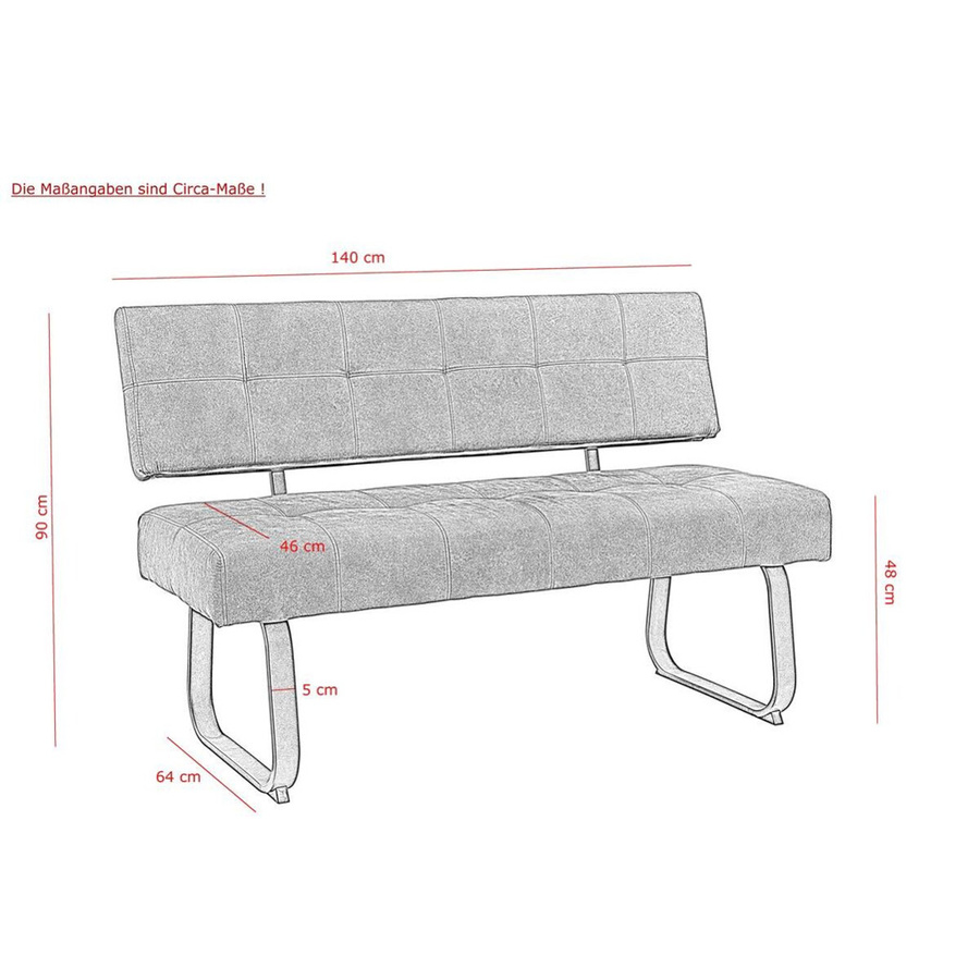 Sitzbank Luise von Hela in Grau und Anthrazit aus Microfaser mit modernem Design, B/H/T: 140 x 90 x 64 cm - Bild 2