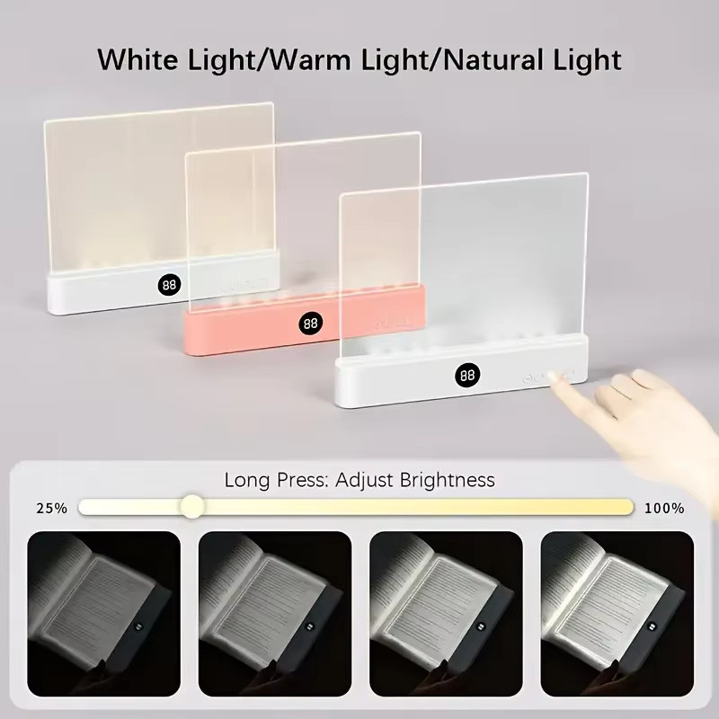 DBF Intelligente LED-Leselampe mit 3 Lichtfarben und Timer, wiederaufladbare flache Buchbeleuchtung für die Nacht mit augenfreundlichem Licht - Bild 2