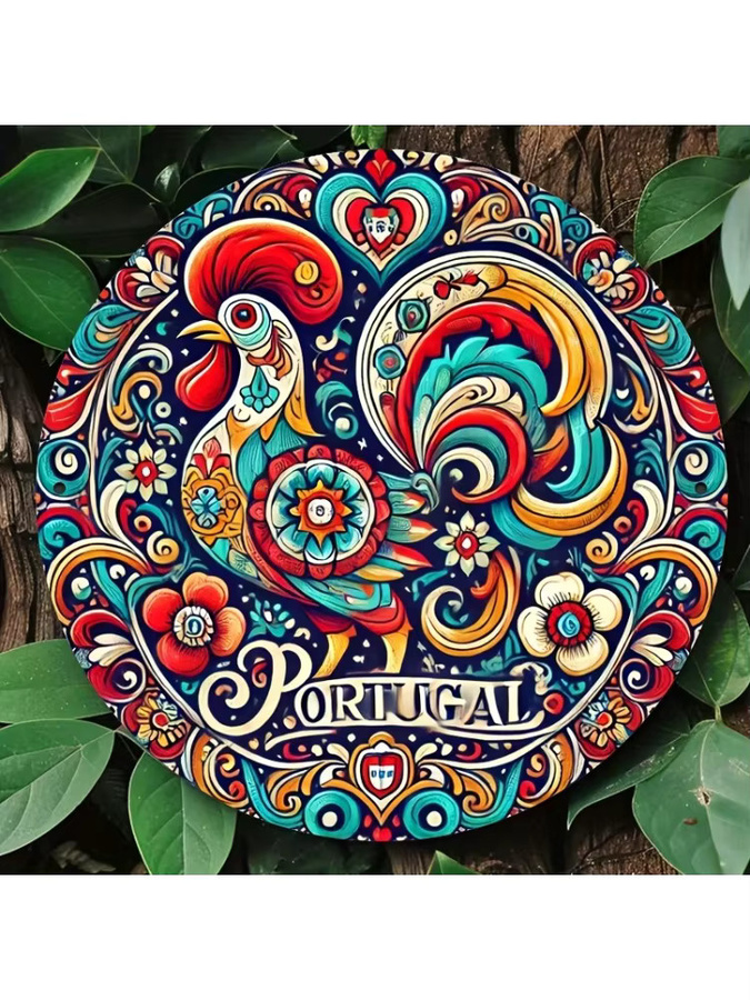 HELLOYOUNG Hahn-Wandkunst aus Metall mit Blumen-Motiv im Vintage-Stil, Multicolour, B/H: 19,81 x 19,81 cm - Bild 5