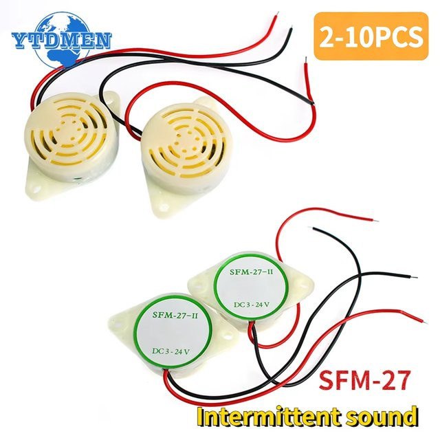 YTDMEN Aktiver Summer SFM-27 mit intermittierendem Piepton, 95 dB, DC 3–24 V, Weiß - Bild 1