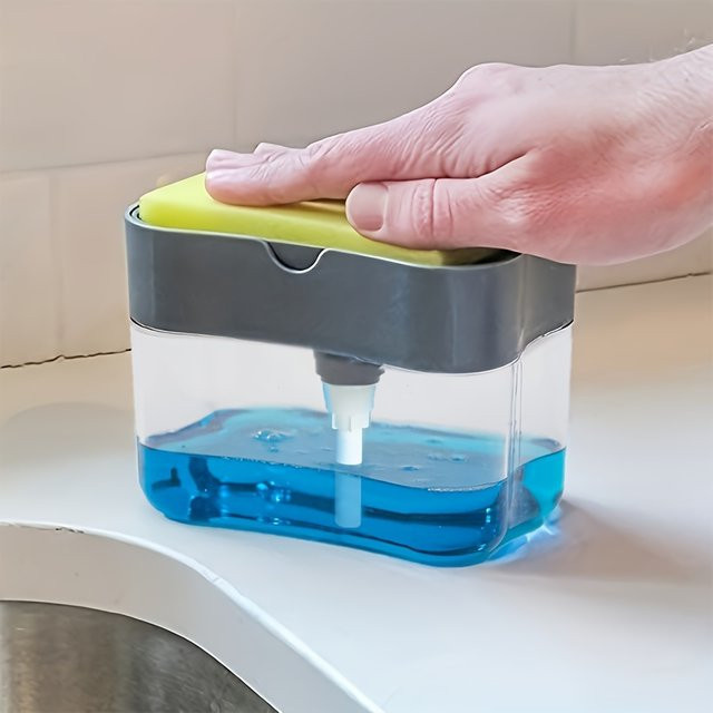 Automatischer Seifenspender mit Geschirrspülbürste für die Küche in Grau - Bild 1
