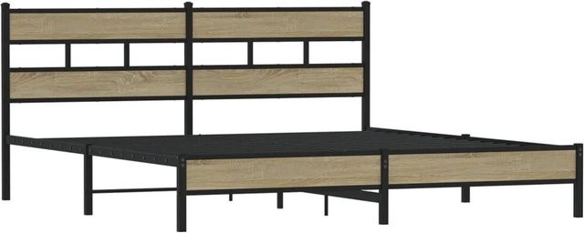 vidaXL Metallbett in Sonoma-Eiche ohne Matratze, Farbe Braun, B/T/H: 180 x 200 x 187 cm - Bild 1