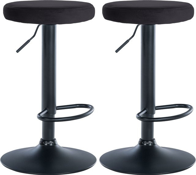 CLP 2er Set Barhocker Ponte in Schwarz mit Samtbezug und Metallgestell, drehbar und höhenverstellbar - Bild 1