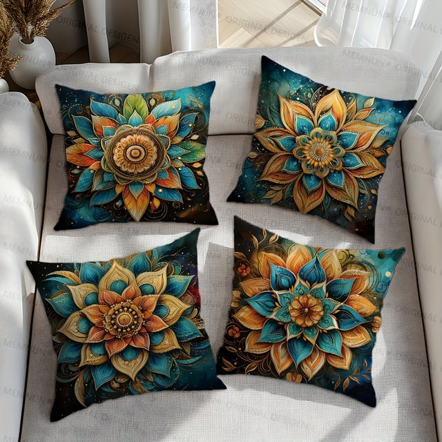VIKAMA Mandala Kissenbezüge im orientalischen Stil, 4er Set, Mehrfarbig, B/H: 45 x 45 cm - Bild 1
