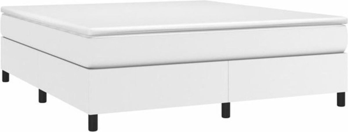 Vidaxl Boxspringbett mit Matratze in Weiß aus Kunstleder und Stoff, B/T/H: 160 x 200 x 35 cm - Bild 1