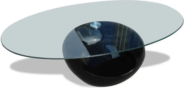 vidaXL Couchtisch mit ovaler Glasplatte in Schwarz Hochglanz, B/T/H: 80 x 65 x 40 cm - Bild 1