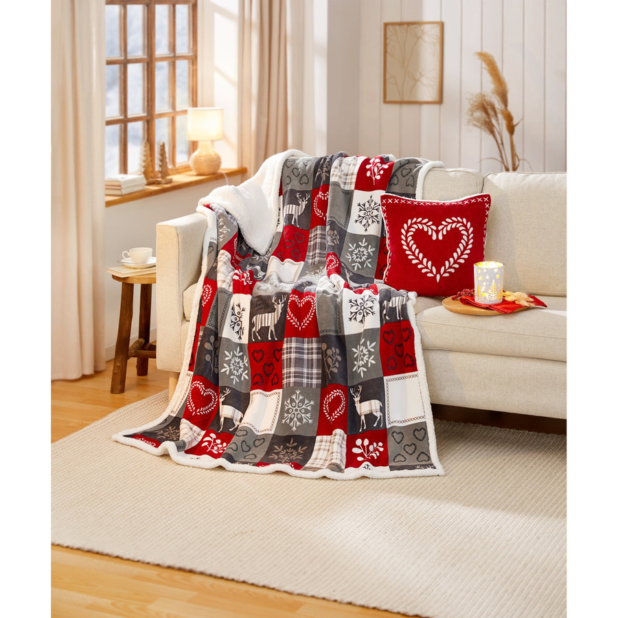 Kuschel-Wendedecke von viva domo in Patchwork-Optik, flauschiges Fleece, B/T: 180 x 130 cm - Bild 2