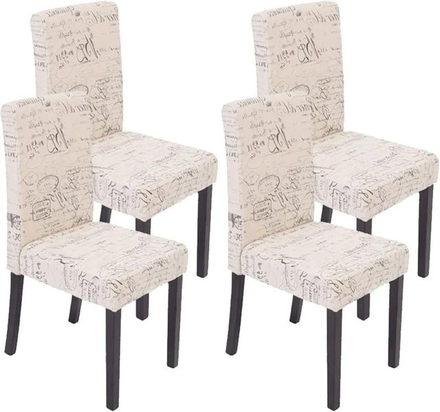 CHEFGASTRO Esszimmerstuhl 4er-Set Klassisch Modern in Creme mit Textilbezug und Buchebeinen, B/T/H: 90 x 43 x 56 cm, Sitzhöhe: 45 cm - Bild 1