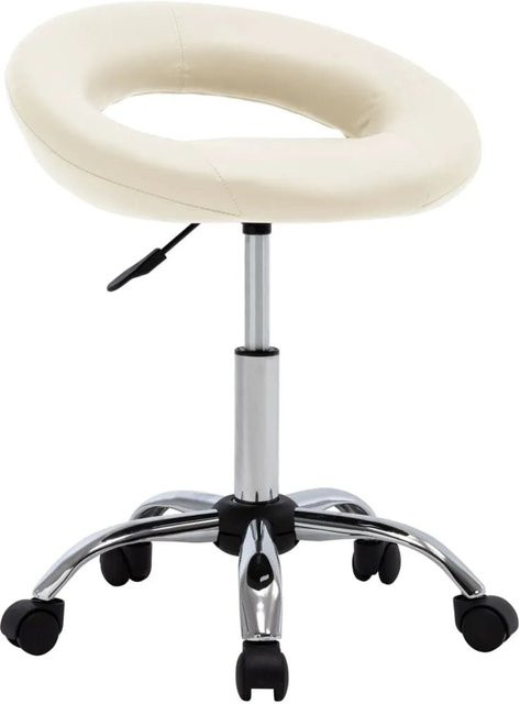 vidaXL Arbeitshocker auf Rollen in Creme mit Kunstleder und Stahlgestell, Höhe: 43 bis 53 cm, Sitzbreite: 43 cm, Sitztiefe: 46 cm - Bild 1