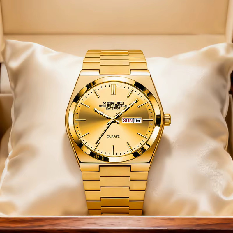 MEIRUIQI Armbanduhr, Quarz, Edelstahl, Gold, Herren - Bild 2