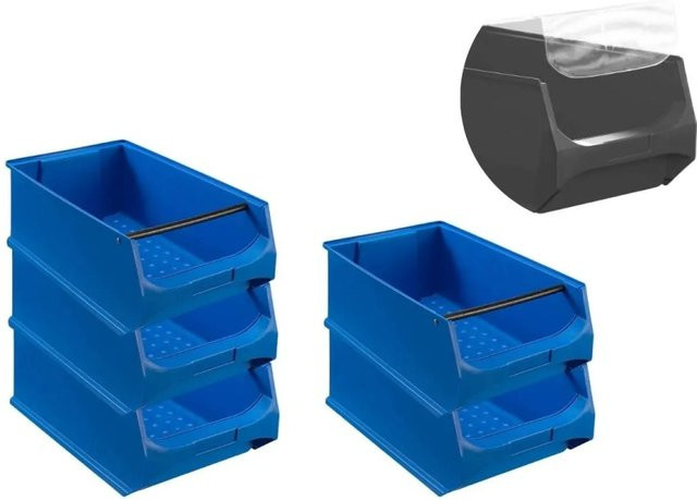 PROREGAL SparSet 5 x Blaue Sichtlagerbox 5.1 mit Griffstange und Abdeckung, H x B x T: 20 x 30 x 50 cm - Bild 1