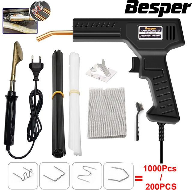 Besper 2-in-1 Kunststoffschweißgerät und Heißhefter Set in Schwarz zur Reparatur von Kunststoffstoßstangen und Rissen mit 1000-2000 Stück Zubehör - Bild 1