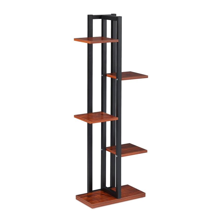 Relaxdays Pflanzenregal aus Stahl und MDF mit 5 Ablagen in Dunkelbraun, Höhe: 117 cm, Breite: 43 cm, Tiefe: 22 cm - Bild 2