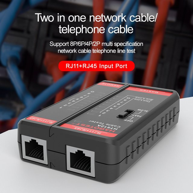 TELEHILL LAN Kabel Tester für RJ45 RJ11 RJ12 Cat5 UTP Ethernet Netzwerk Werkzeug in Schwarz - Bild 1
