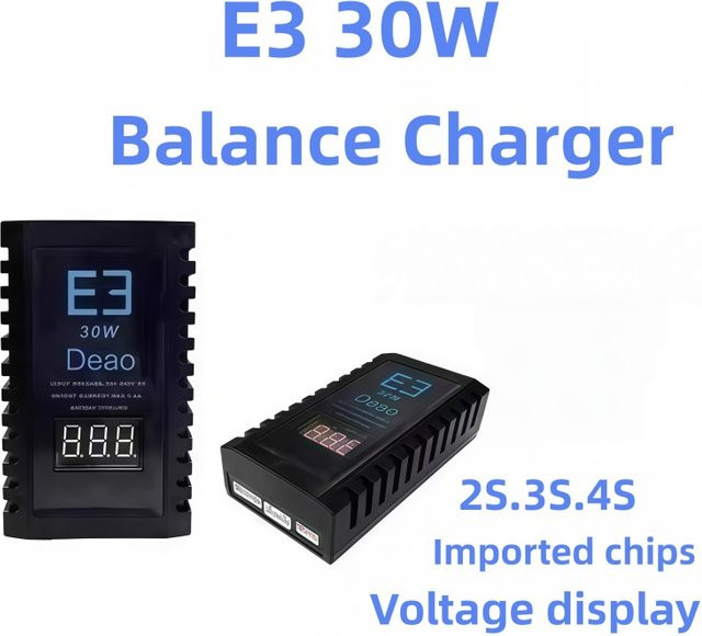 EVANOVM B3 E3 Li-Ion Schnellladegerät für 7.4V und 11.1V Lithium-Batterien, 30W, Schwarz - Bild 1