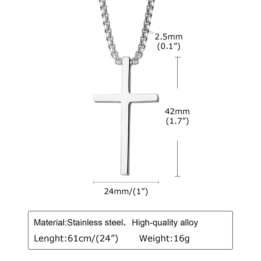 Vnox Halskette mit Kreuz-Anhänger, Edelstahl, Silber, Unisex - Bild 4