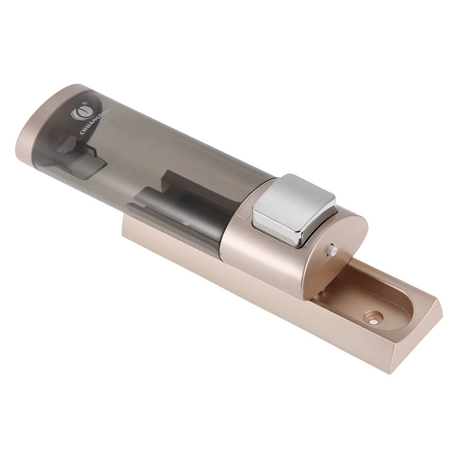 YOSOO Manueller Wand-Seifenspender mit Pumpe aus Kunststoff in Weiß zur Montage mit Klebeband für Flüssigshampoo und Duschgel - Bild 4