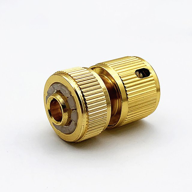 Schnellanschluss aus Messing 1/2 Zoll für Gartenschläuche mit 16mm Anschluss in Gold - Bild 1