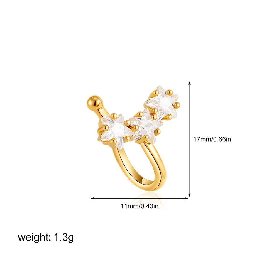 Ohrringe Stern, CZ Zirkon, Gold Farbe, Damen, Ohr Manschette - Bild 3