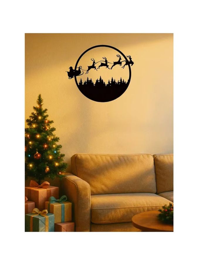 CIFBUY Wandkunst aus Metall Rund Halloween und Weihnachten Hängedekoration Schwarz - Bild 4