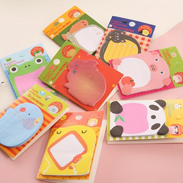8-teiliges Set kreative Schreibwaren mit niedlichen Tier-Motiven bestehend aus Memo Pads und Haftnotizen in Multicolour für Schule und Büro - Bild 1