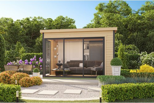 Lasita Blockbohlenhaus Austin Gartenhaus naturbelassen braun B/H/T: 379,6 x 239,4 x 259,6 cm - Bild 1