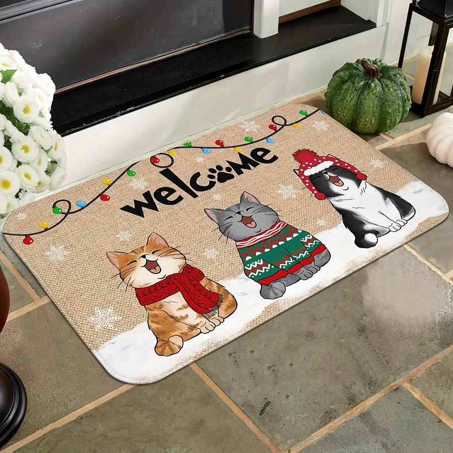 VIKAMA Weihnachtsteppich als weiche Plüsch-Türmatte, rutschfest und saugfähig, mehrfarbig, B/T: 80 x 50 cm - Bild 3