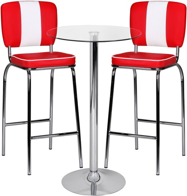FineBuy Stehtisch als Bartisch und Bistrotisch aus Metall und Glas in Chrom und Transparent, Durchmesser: 60 cm, Höhe: 105 cm - Bild 1