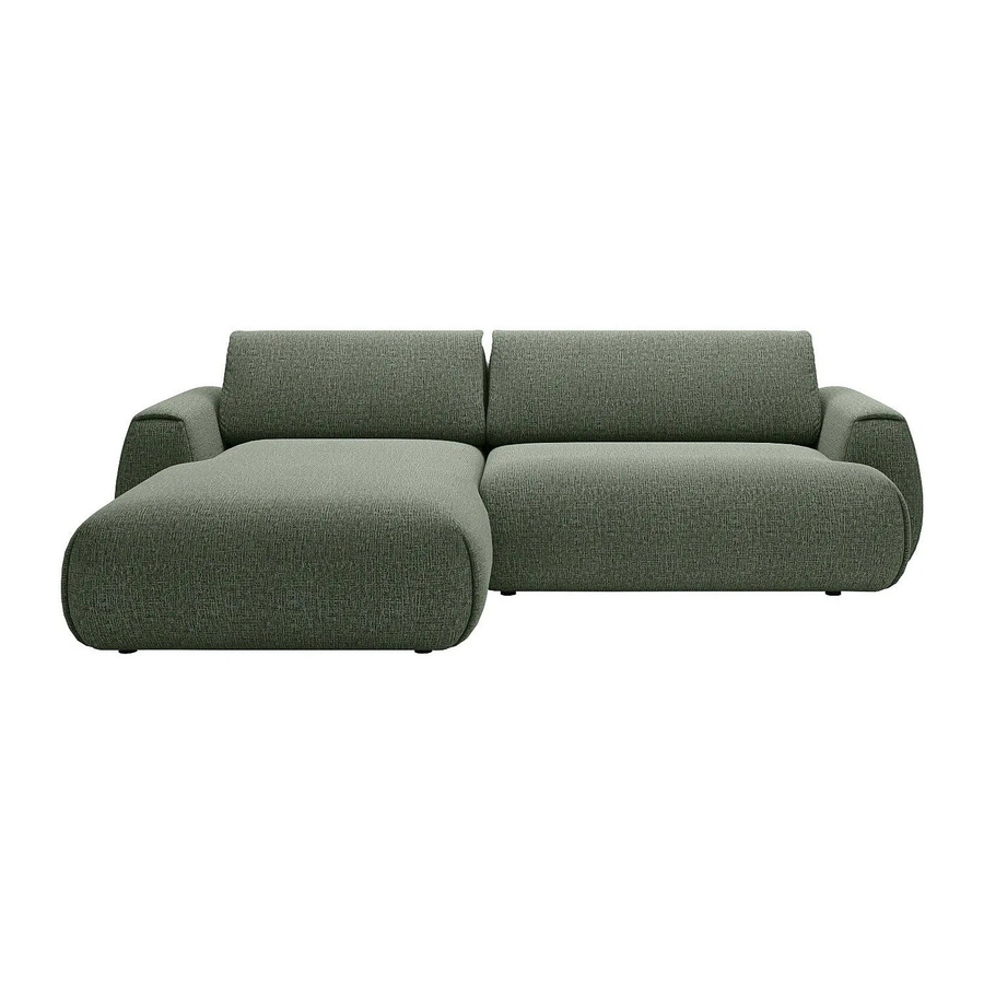 Vente-unique Schlafsofa Monelia in Tannengrün, L-Form mit Schlaffunktion und Auszugsschublade, Chenille-Stoff, Breite: 270 cm - Bild 2