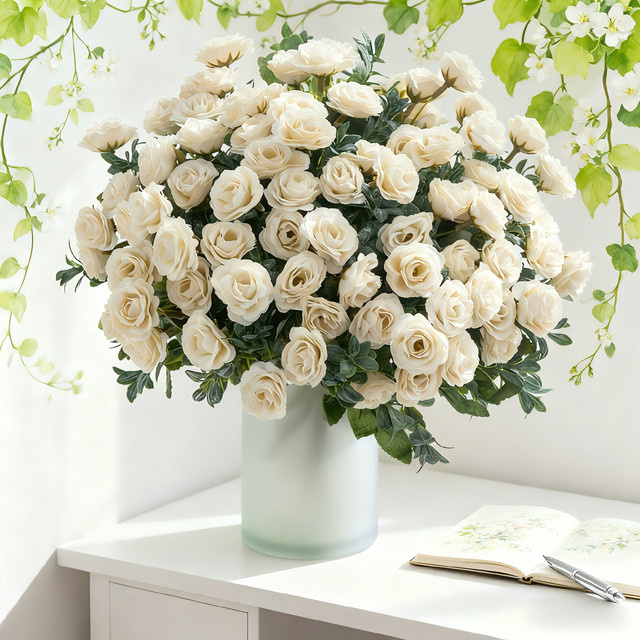 HUALIANQI Künstliche Rosen in Pink und Weiß für Hochzeiten, Valentinstag und Heimdekoration - Bild 1