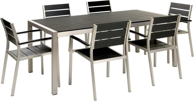 Beliani Gartentisch Set VERNIO in Schwarz und Silber im Industrial Design aus Metall und Kunststoff, B/T/H: 90 x 90 x 76 cm - Bild 1