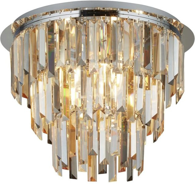 Licht-Erlebnisse Deckenleuchte Art Deco mit Kristallschirm in Grau und Beige, Durchmesser: 45 cm, 5x E14 - Bild 1