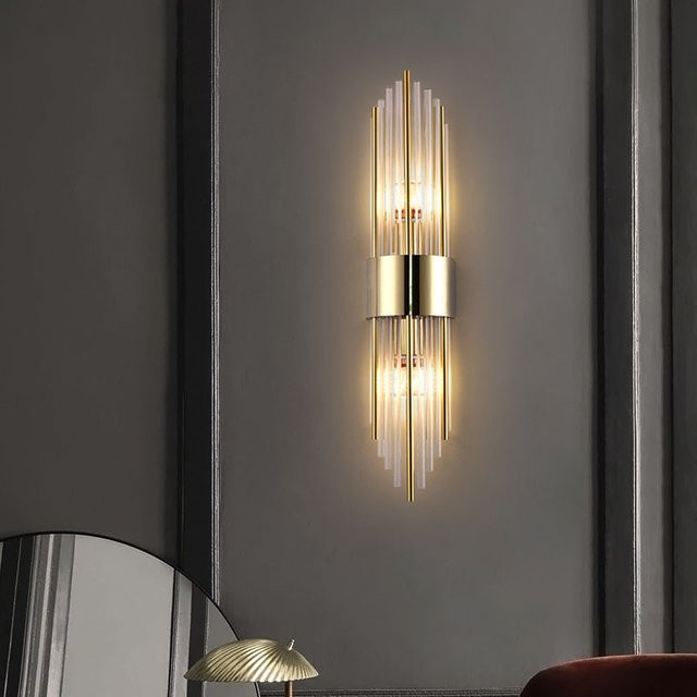 Homocean LED Wandlampe Up Down mit Glasrohr in Gold und Transparent für Korridor und Innenräume - Bild 1