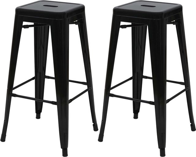2er-Set Barhocker MCW A73 in Schwarz aus pulverbeschichtetem Metall im Industriedesign - Bild 1