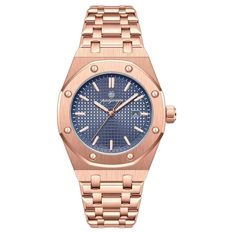 PAAZOMU Armbanduhr Quarz, Edelstahl, Schwarz, Roségold, Herren - Bild 7