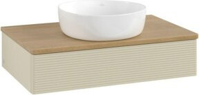 V&B Waschtischunterschrank Antao mit Frontstruktur in Grau und Eiche, B/T/H: 80 x 50 x 19 cm - Bild 1