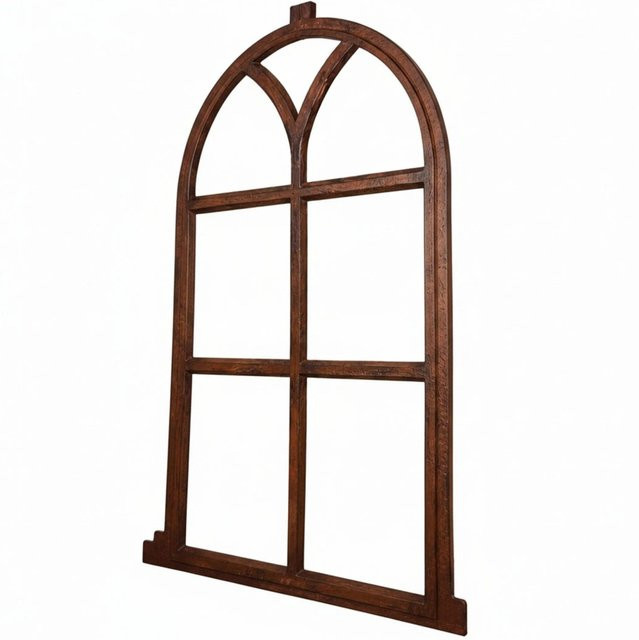 Relaxdays Stallfenster aus Gusseisen in Braun Antik mit Bogen- und Kreuzmotiv im Landhausstil, B/H/T: 68 x 44 x 1 cm - Bild 1