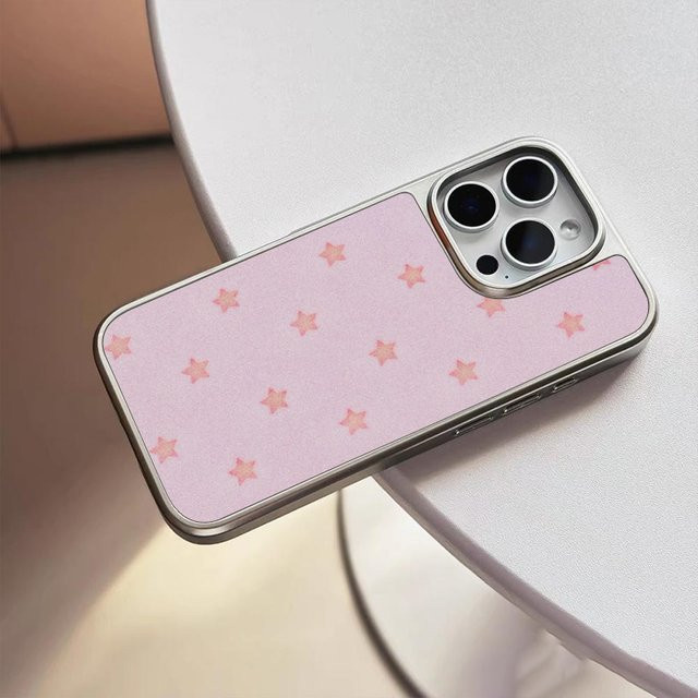 DecoPhone Frosted Shell Handyhülle für iPhone 11 bis iPhone 17 Air in Rosa mit silbernen Sternen - Bild 1