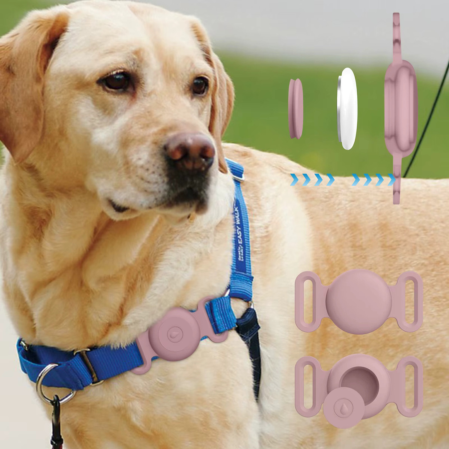 Wasserdichte Silikonhülle für Apple AirTag in Pink als GPS Tracker Schutzhülle für Hunde- und Katzenhalsbänder - Bild 3