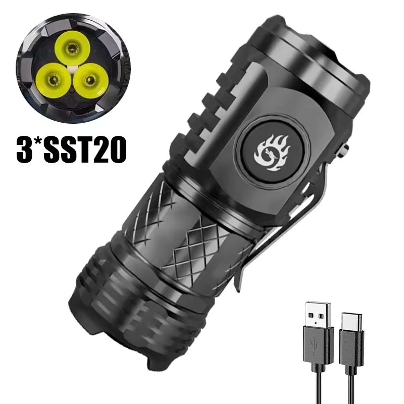 XIWANGFIRE SST20 LED Taschenlampe, USB aufladbar, wasserdicht mit Stift-Clip, Schwarz - Bild 6