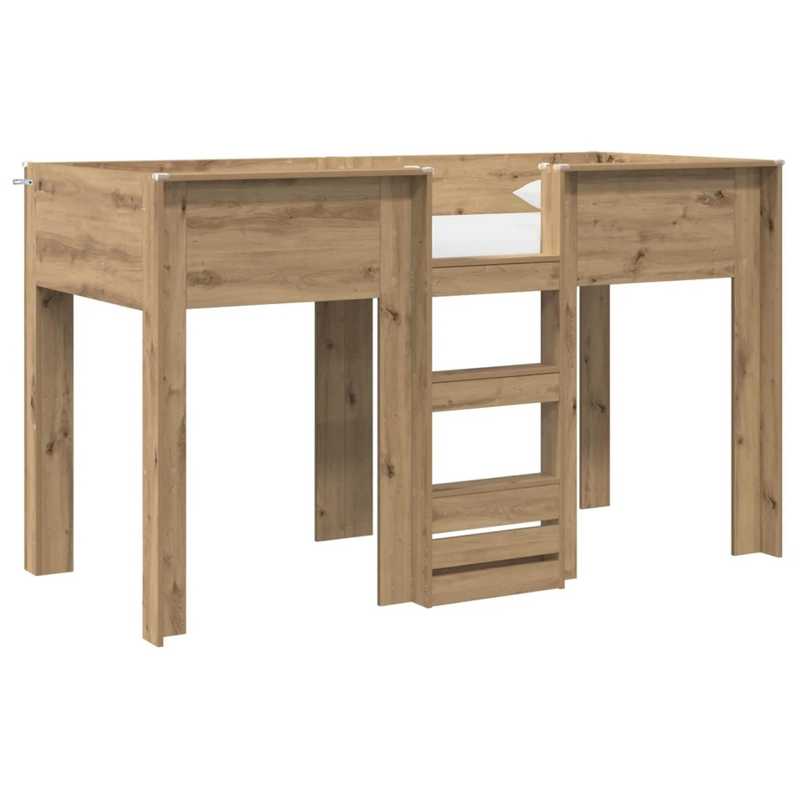vidaXL Etagenbett für Kinder in Artisan-Eiche aus Holzwerkstoff, Farbe Braun, B/T/H: 75 x 190 cm - Bild 2