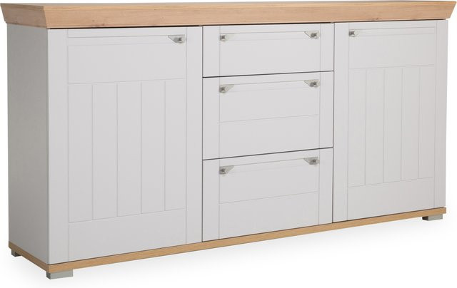 Sideboard HARPER in Anthrazit und Braun mit Soft-Close-Schubladen und Glaselementen, modern und matt - Bild 1