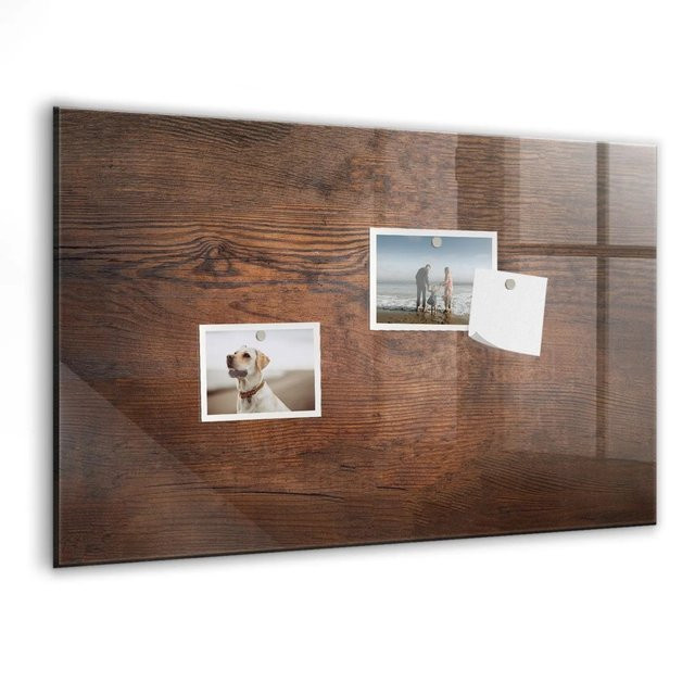 Tulup Magnetische Glassboard Beschreibbare Magnettafel in Altes Holz Optik Weiß B: 60 cm, H: 40 cm - Bild 1