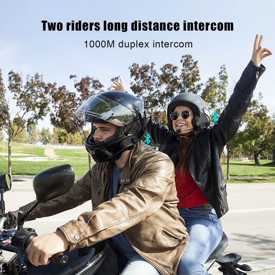Freedconn Motorrad-Intercom Bluetooth-Headset mit BT 5.1, FM-Radio und Musik-Sharing, wasserdicht, Schwarz - Bild 3