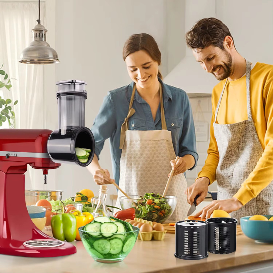 KitchenAid Slicer Shredder Aufsatz in Schwarz mit 5 Klingen als Käsereibe und Gemüseschneider für deinen Küchenmaschinen-Mixer - Bild 3