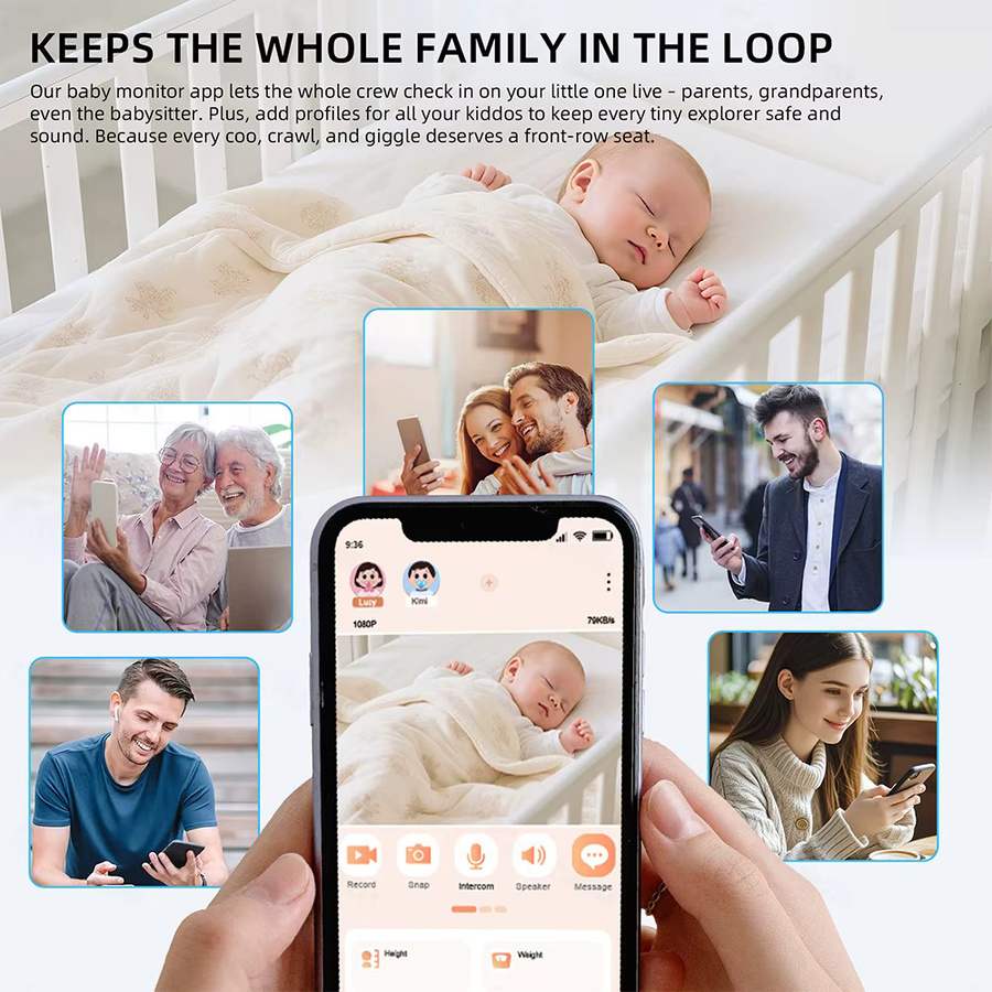 Cdycam WiFi Baby Monitor mit 4,3 Zoll Bildschirm, 1080P Video Kamera, Nachtsicht und App-Steuerung in Weiß - Bild 2