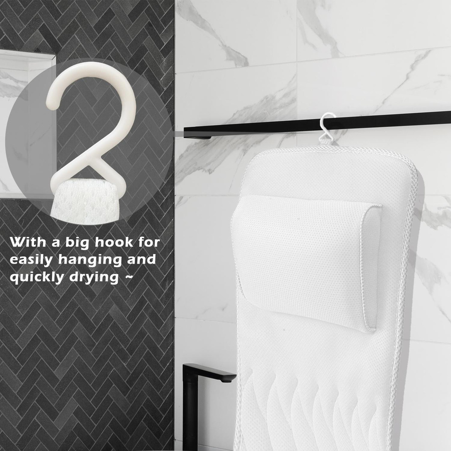 Yiran Furniture Luxuriöses Ganzkörper-Badewannenkissen mit 14 Saugnäpfen und 3D-Air-Mesh für Erwachsene - Bild 3